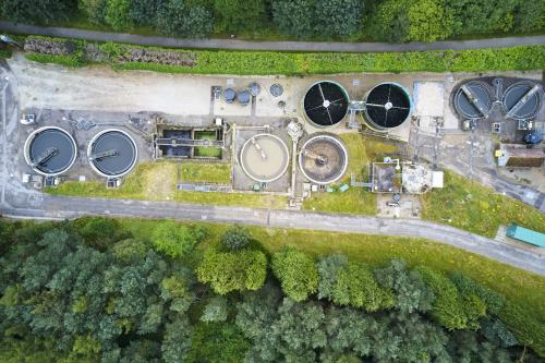 Aerial of water treatment plant