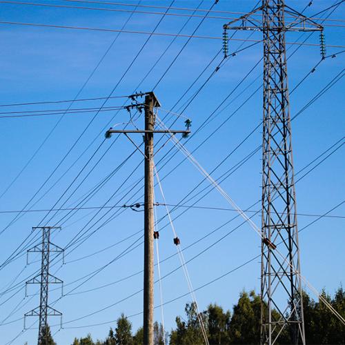 Power lines blue sky