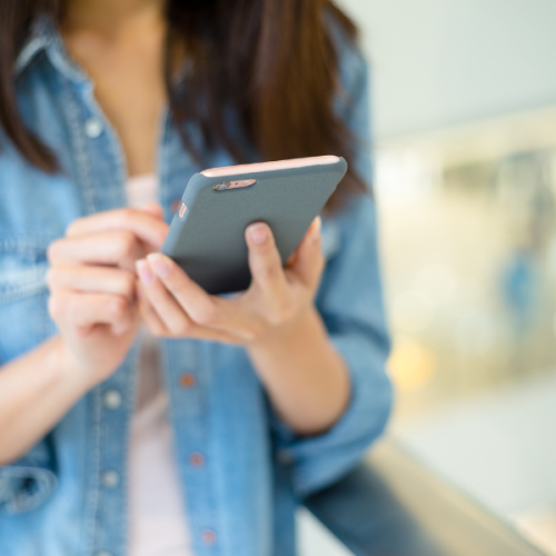 Woman and mobile